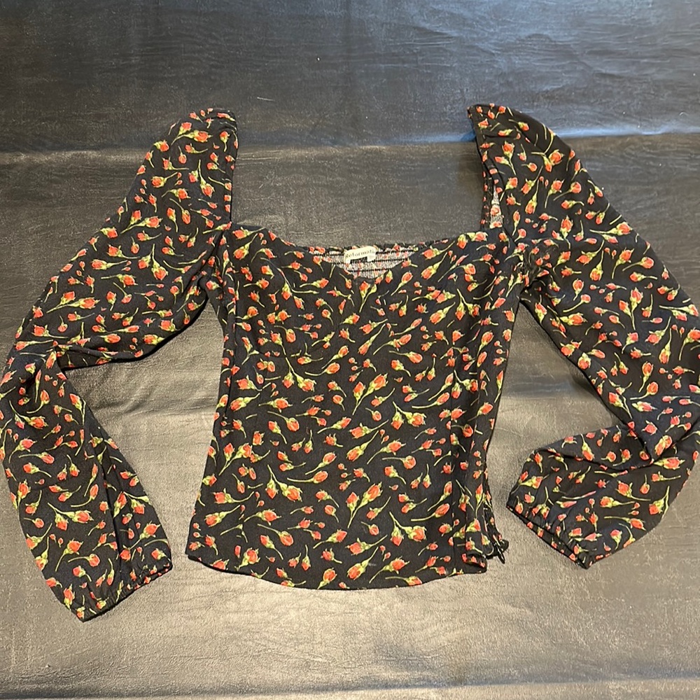 REFORMATION LONG SLEEVE ROSE CORSET TOP